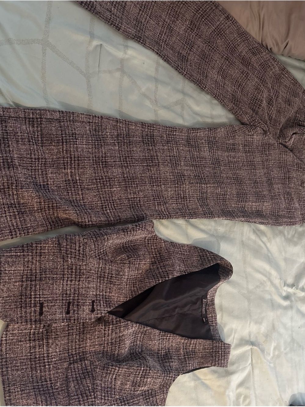Gray Black Tweed Plaid Vest